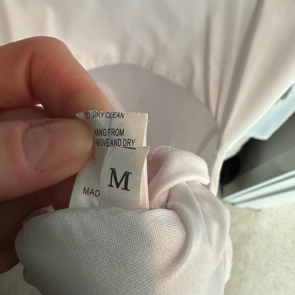 White scoop neck cut out long sleeve ruched bodycon mini dress winter formal M - Picture 12 of 12